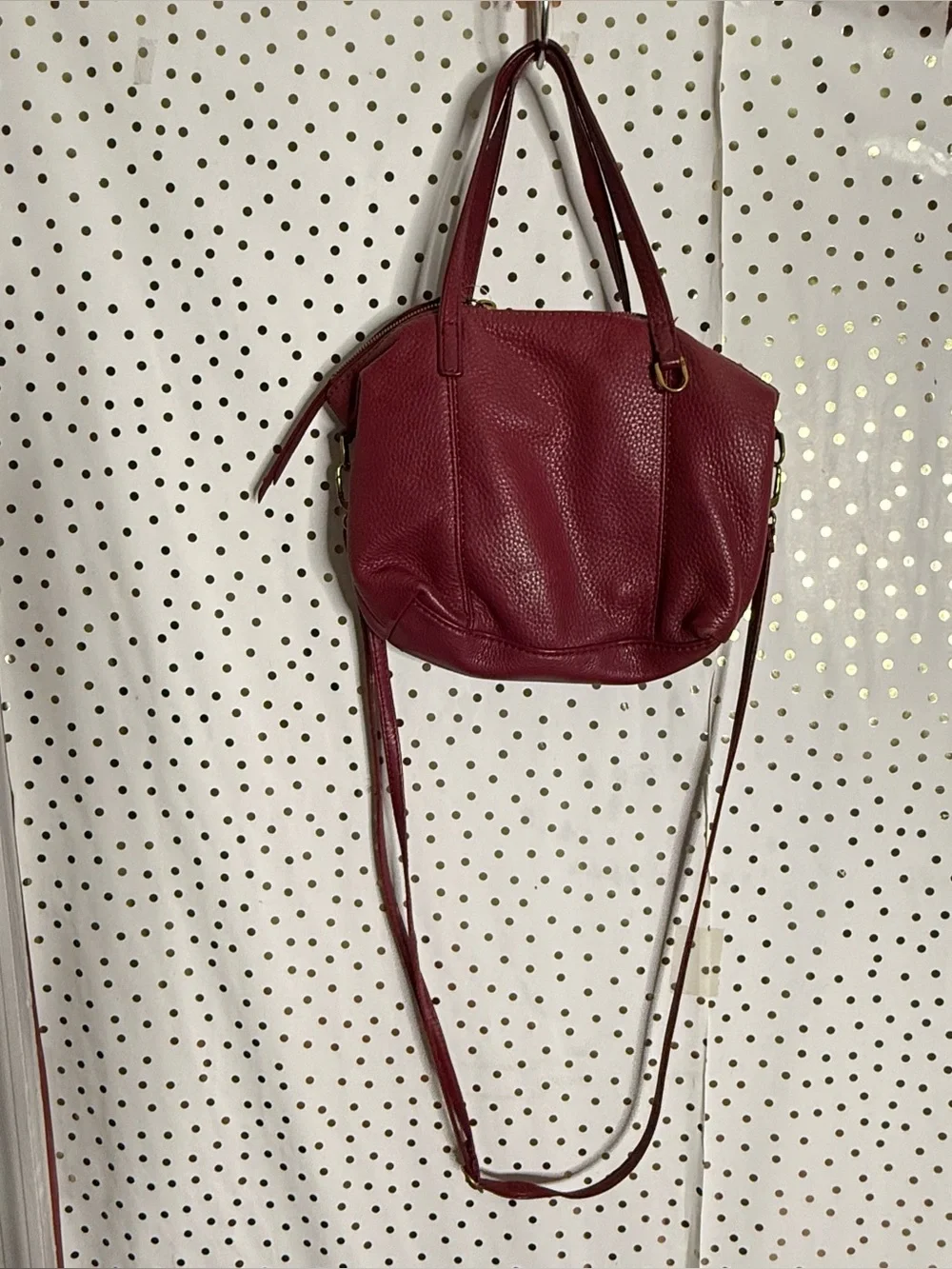 Hobo Red Leather Tote Bag with Crossbody Strap